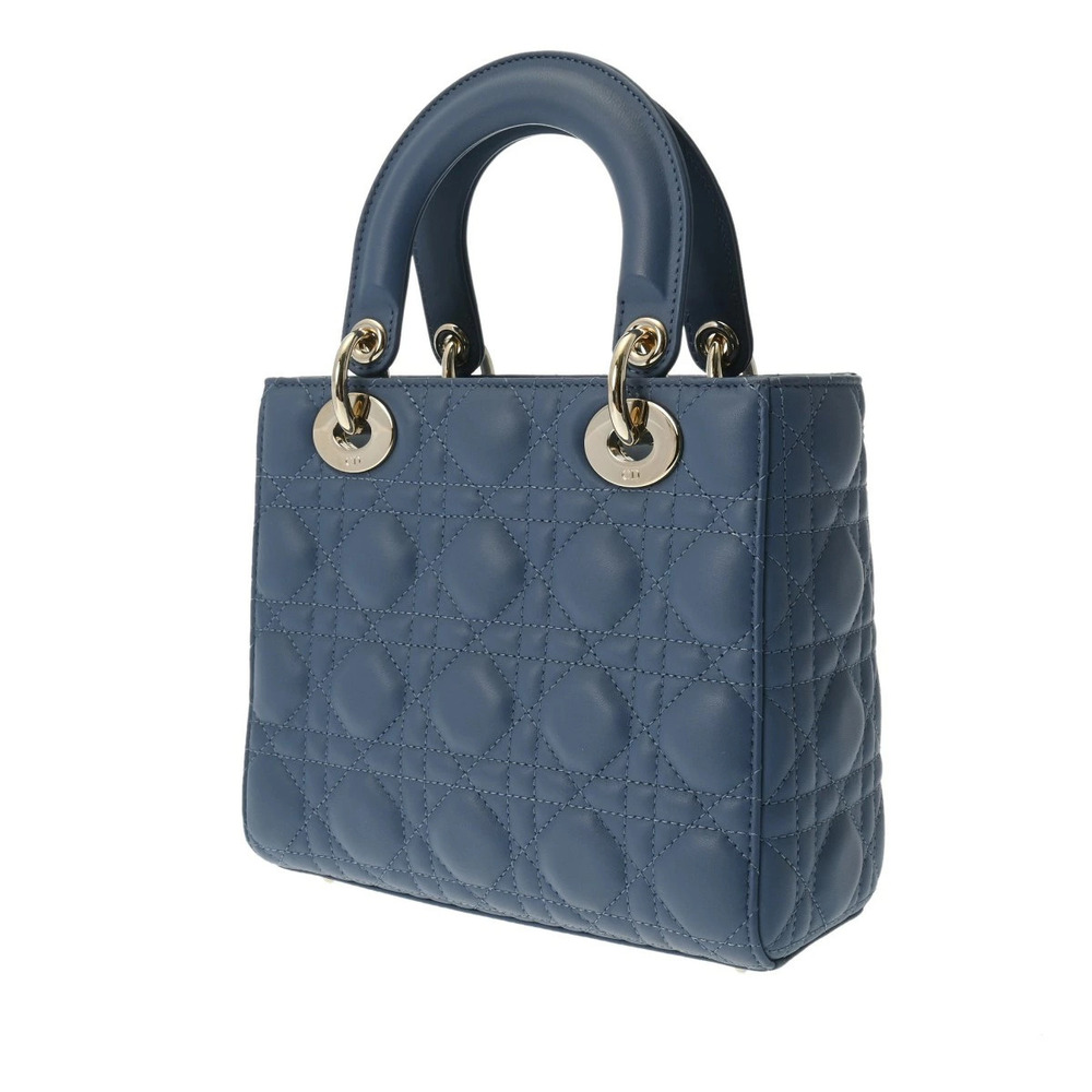 Dior Lady MyABC Blue CHRISTIAN Lambskin Handbag Blue
